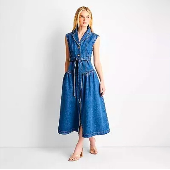 Sleeveless Denim Button-Front Midi Dress - Future Collective with Jenee Naylor - Picture 4 of 5
